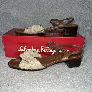 VTG Salvatore Ferragamo Boutique Shoes Women's Sz 9.5 Sandal Heels Made in Italy